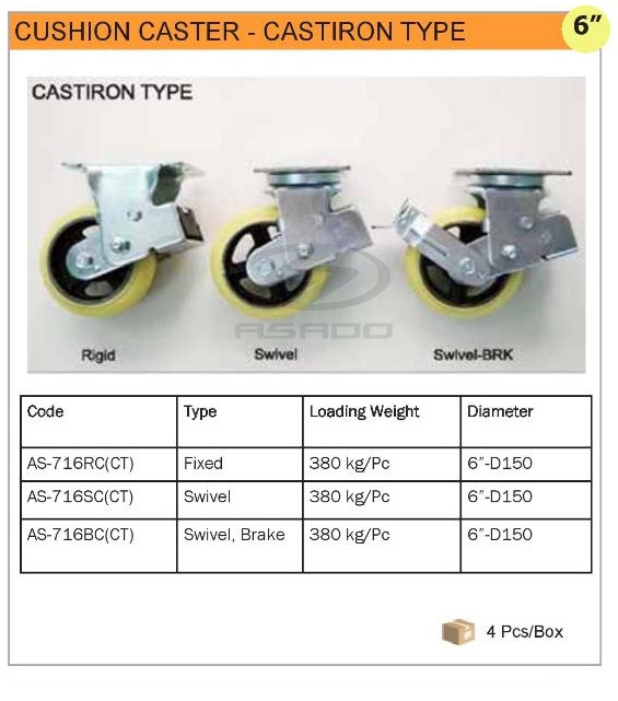 Bánh xe giảm sóc AS-716C-PC - cushion caster-castrion as-ct-716-rc-sc-bc-pc